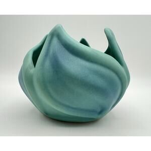 Van Briggle Pottery Lotus Leaf Tulip Bowl Planter 6” Blue Turquoise Matte Glaze